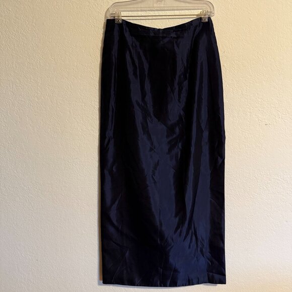 Scott McClintock Millennium 2000 Navy Blue Acetate Maxi Skirt Size 12 Made In US - Picture 6 of 10